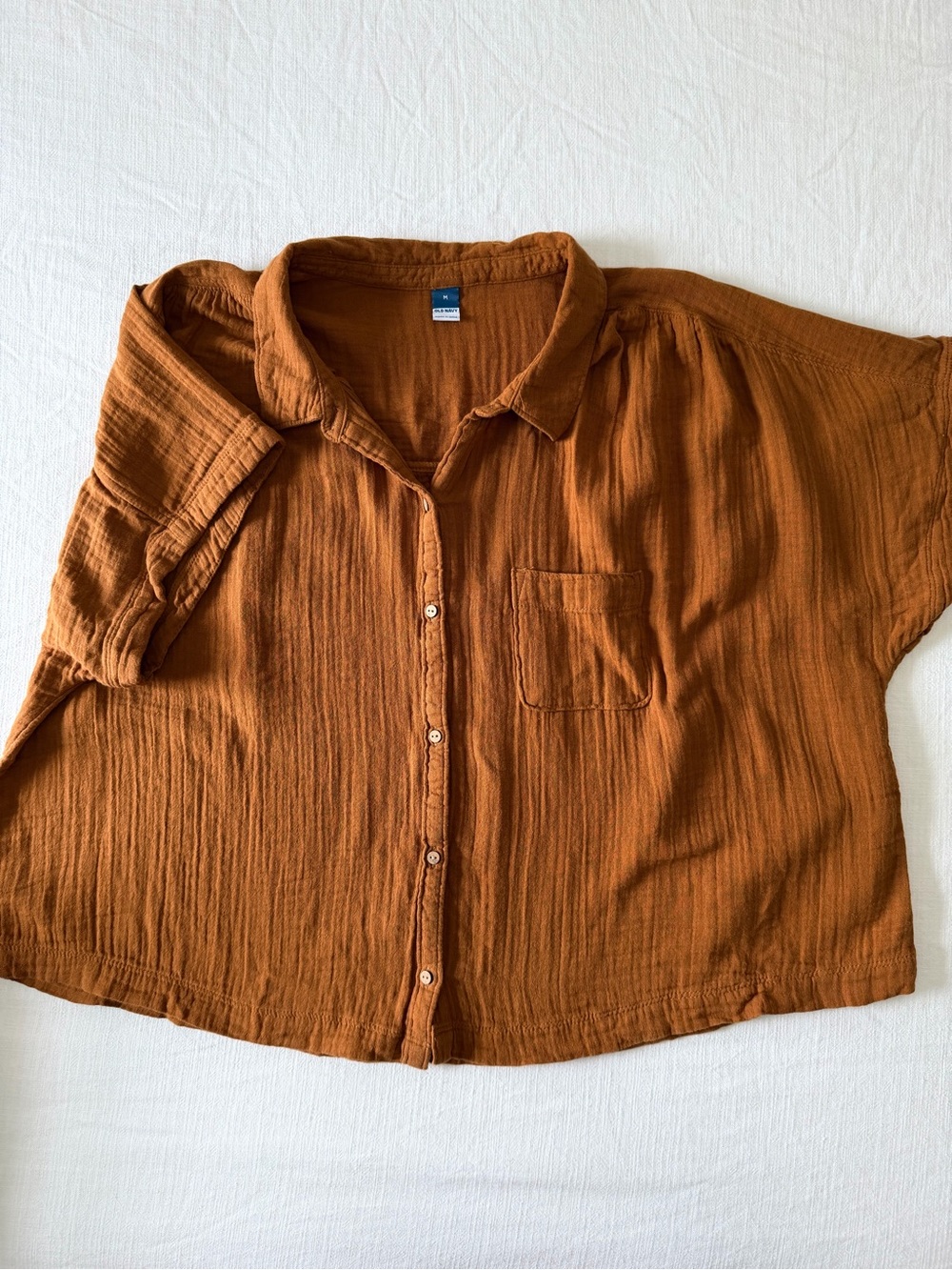Old Navy Burnt Orange Rust Gauze Oversized Button Down Shirt